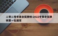 二零二零冬奥会奖牌榜:2022冬奥会奖牌榜第一名国家