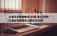 31省区市新增确诊103例 本土94例:31省区市新增本土确诊1150例
